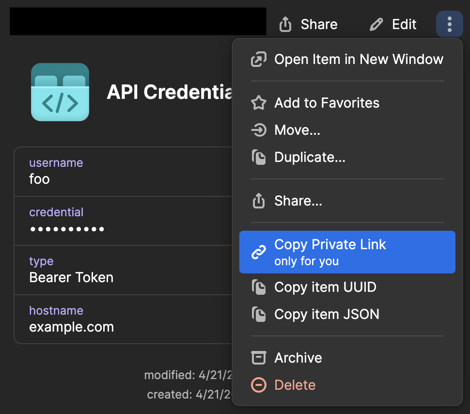 Copy secret reference (using ID values) | 1Password Community