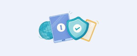 Sketch-like drawings of devices and a globe